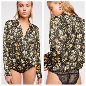 Intimately Free People Bodysuit Green Elsa plunge